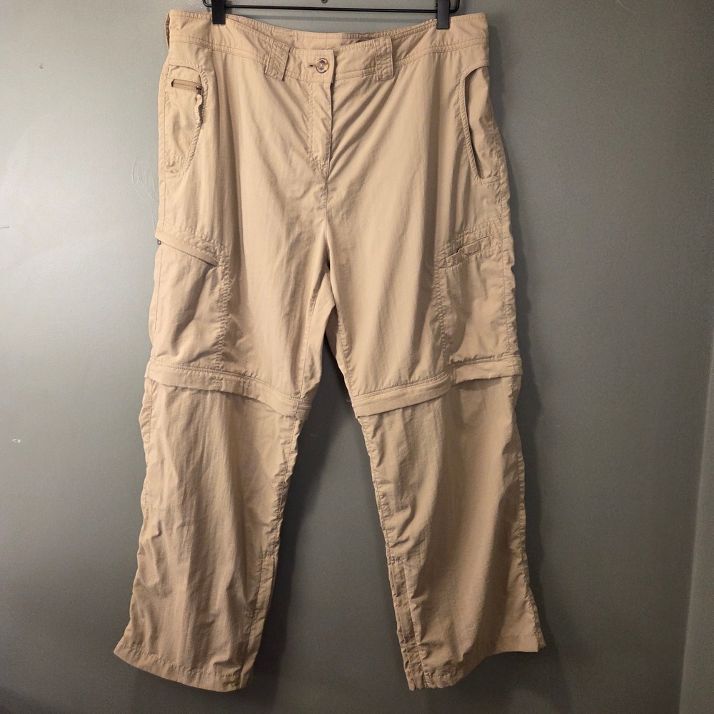 Exofficio Insect Shield Women's Convertible Zip Off Pants 100% Nylon Tan Size 16